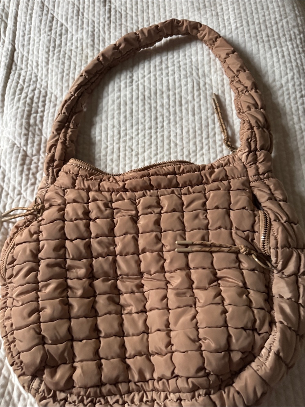 Urban Expressions Quilted Hobo Shoulder Bag in Taupe